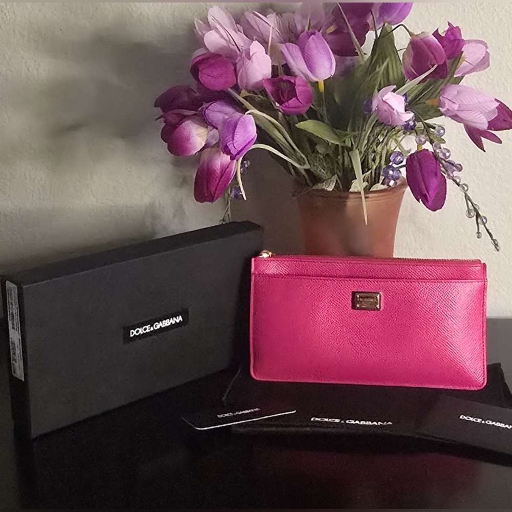 Dolce & Gabbana Hot Pink Leather Zip Wallet